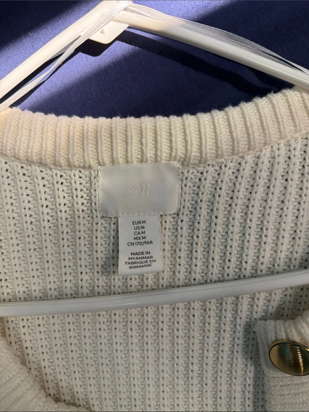 H&M Cream Ribbed Button-Up Cardigan - Picture 2 of 3